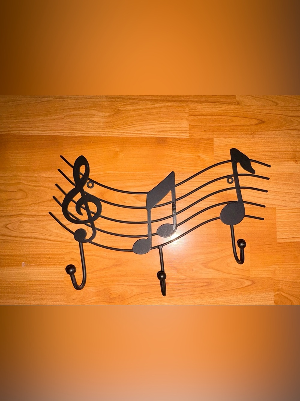Black Musical Notes Metal Wall Hook Rack